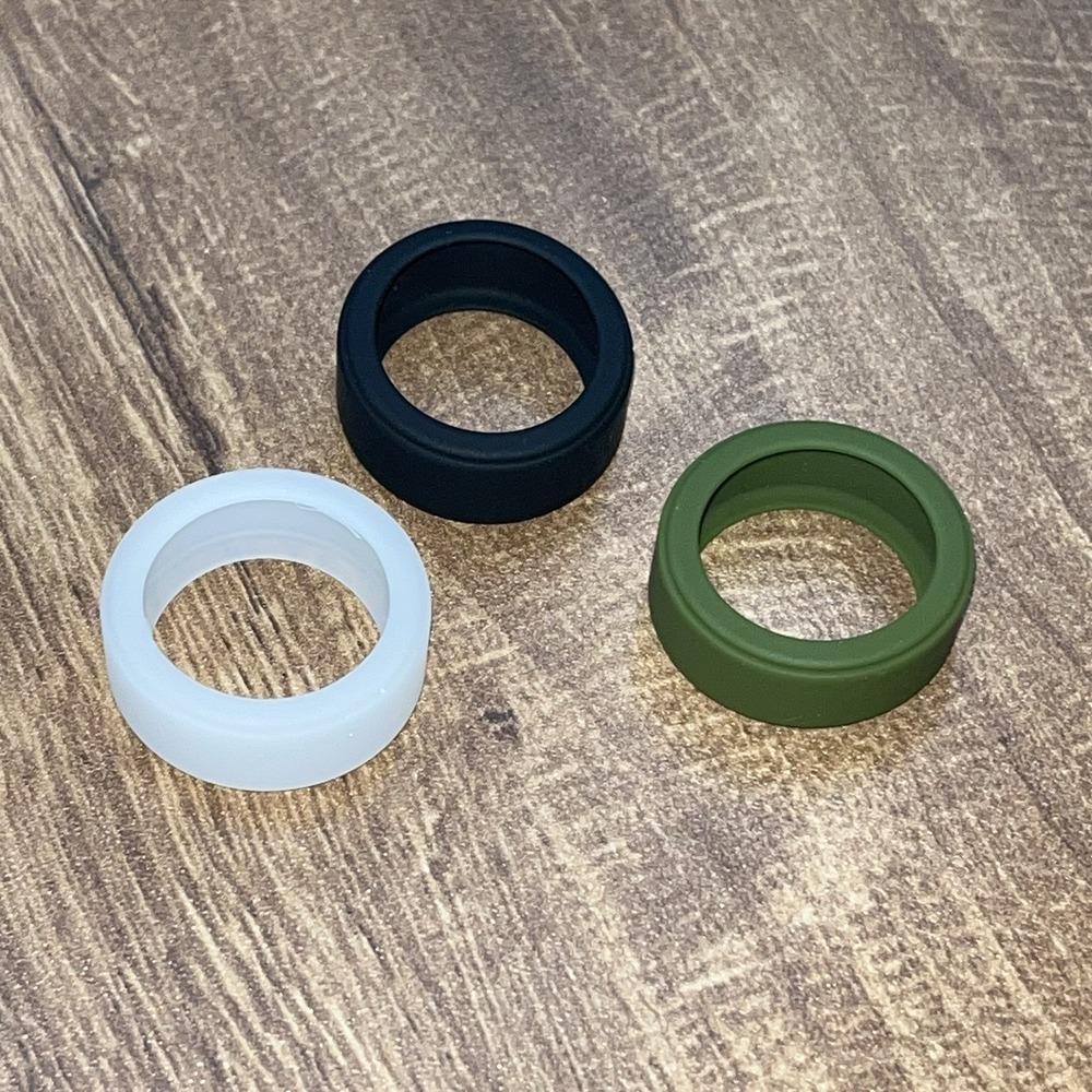 3pcs Men Silicone Wedding Engagement Ring 8MM Flexible Rubber Elastic Band Sz 11